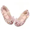 Zapatos de Princesa para Niñas Estilo Nuevo Primavera y Otoño Suela Suave Zapatos de Cristal Zapatos Planos para Niños Desfile de Moda para Niñas Pequeñas Zapatos de Piel