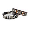 Pulseira de exportação atacado corda de couro trançada com contas três acessórios de liga pulseira de couro masculina ornamentos de mão japoneses e coreanos