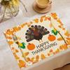 Temu Nuevo Festival de Otoño Celebra la Decoración de Acción de Gracias con Mantel Individual de Lino Estampado Floral de Calabaza Aislante Impermeable