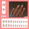 Manicura de color cálido de línea vertical ligera cuadrada europea de longitud media, uña de estilo europeo y americano simple brillante, artículo de venta caliente