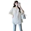 Ropa de Maternidad Verano Manga Corta Moda Estilo Coreano Cuello en V Versátil Reductor de Edad Camisa Babydoll Top de Maternidad