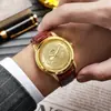 Liquidación de Reloj para Hombre con Correa de Cuero con Forma de Dragón, Reloj de Cuarzo, Reloj Impermeable, Reloj de Negocios a la Moda, Reloj Commander, Dragón Dorado
