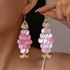 Pendientes Redondos Europeos y Americanos con Flor de Perla y Borla Lujo Accesible Pendientes de Gama Alta Diseño de Pendientes Elegantes y de Moda Nicho