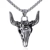 Colgante de Cráneo de Cabra Retro Europeo y Americano 2024, Dominante y Moderno Collar de Acero de Titanio para Hombre, Cadena para Suéter Personalizada que no se Desvanece