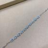 Pulsera de Plata de Ley S925 Chapada en Platino con Piedra Lunar Azul Transfronteriza Europea y Americana, Moderna y Versátil, Joyería Ajustable con un Toque de Lujo