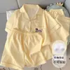 Pijama de Gaze de Algodão com Bojo para Mulheres Modelo Dachshund 2026 Novo Conjunto de Três Peças para Primavera, Outono e Verão