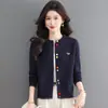 Cardigan Curto de Tricô com Botões Coloridos Feminino Primavera/Outono Novo Estilo Jaqueta Suéter Toque de Alto Padrão Roupa Exterior Petite Manga Longa