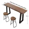 Mesa de Bar de Madera Maciza para Balcón de Casa Mesa Larga Estrecha de Apoyo a la Pared Juego de Mesa y Sillas Altas para Bar Comercial