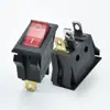 Interruptor com Luz em Forma de Barco Tuv Ul/Etl Certificado/Kcd3-B2 3 Pinos 2 Velocidades Carcaça Vermelha Preta Sem Alavanca Sim Duplo