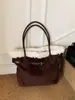 Bolso de Hombro con Contraste de Color, Bolso de Mano de Piel de Cordero Mate, Nuevo Estilo Coreano de Nicho, Moda Versátil, Otoño e Invierno 2025