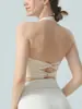 Sujetador Deportivo para Mujer con Cuello Halter, Diseño de Espalda Cruzada Doble, Camiseta sin Mangas de Soporte para Correr, Sujetador Deportivo Ajustado para Yoga