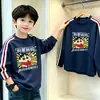Camiseta de Manga Larga de Algodón Puro con Tres Rayas para Niños 2026, Top Base Elegante Holgado para Primavera y Otoño
