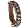 Joyería de Moda Europea y Americana de Gran Venta, Pulsera Sencilla de Nuevo Estilo, Pulsera Decorativa de Cuero de Aleación Creativa Estilo Retro Estrella de Cinco Puntas