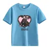 Comércio Exterior Americano Verão Pesado Cor Sólida Estampa de Letras Algodão Manga Curta Camiseta Manga Meia-manga Roupa para Aula Pai-Filho Roupa Infantil