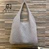 2023 Amazon Venta Caliente Chic Simple Combinable Bolso Grande para Mujer Color Sólido Tejido a Mano Hombro Mano Bolso Tejido Calado