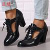 Juti em estoque 2024 Novo Verão Lace-up Europeu e Americano Sapatos Femininos de Salto Grosso Comércio Exterior plus size Sandálias Femininas de Salto Alto