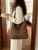 Bolsa Feminina Suede Pelúcia Estampa de Leopardo Retro Estilo Preguiçoso Nova Outono/Inverno 2026 Bolsa Tote Grande Capacidade Bolsa de Ombro para o Dia a Dia