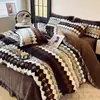 Juego de Cama de Terciopelo Leche para Conejos Madre y Cría Clase A Estilo Manta de Cama Cuatro Piezas Myllard Alto Gramaje Engrosado Cálido de Invierno Juego de Cuatro Piezas