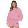 2025 Moda Nueva Tendencia Callejera Europea y Americana Sudadera con Estampado de Leopardo Estampado de Corazón Pantalones Deportivos Traje de Felpa para Mujer