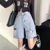 Jeans rasgados elásticos, cintura alta, modelador, preto, shorts justos, perna reta, perna larga, hot pants, feminino verão 2026