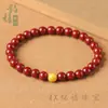 Pulsera de Cristal Natural de Cinabrio con Cuentas Grandes de Piedra Cruda Translúcida, Cuentas de Fortuna de Mineral de Oro Real para Hombres y Mujeres en Su Año Zodiacal