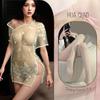 Lencería Sexy Bordada Floral, Tentación Sexy Transparente, Conjunto de Pijama Puro Deseo, Traje Cheongsam de la República de China, Dropshipping