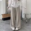 Pantalones anchos de cachemir estilo perezoso para mujer, nuevos de otoño, de cintura alta, casuales, hasta el suelo, con corte ajustado y diseño de pierna recta
