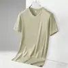 Camiseta de Manga Curta de Verão para Homens, Algodão de Amônia Líquida, Fresca e Respirável, Camada Base Masculina Fina com Gola V para Esportes de Estudantes