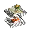 Prateleira de Armazenamento em Forma de Linha, Mesa de Cabeceira Geométrica, Estante de Armazenamento, Mesa Pequena de Metal, Porta-Revistas de Chão, Mesa Lateral de Sofá de Metal