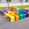 Silla de Parque de Acero Inoxidable Banco con Respaldo para Exteriores Banco de Madera Resistente a la Corrosión Asiento de Hierro para Área de Ocio Banco de Madera para Jardín Comunitario
