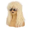 Perucas Masculinas Europeias e Americanas Amazon 80S Punk Opções Multicoloridas Cabelo Longo Cacheado Halloween Cosplay Conjunto de Peruca Rock