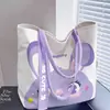 Nova bolsa de lona fofa de coelho, estampa floral, versátil para carregar almoço, adequada para o trajeto para o trabalho, bolsa de lona adorável para estudantes