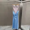 Vestido de cetim com renda emendada estilo ins transfronteiriço 2026 com bojos tridimensionais, vestido de noite slim fit de luxo leve