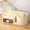 Caixa de Armazenamento Rotativa Multifuncional para Mesa, Porta-Canetas, Batom, Pincel de Maquiagem, Gaveta Tipo Rack para Estação de Trabalho de Dormitório/Escritório