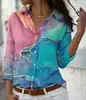 Camisa Casual Fina de Manga Larga con Cuello Campana y Estampado Floral Vintage 3D para Mujer, Directo del Fabricante