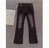 Jeans de Moda para Hombre con Tachuelas y Estampado de Estrellas, Acampanados con Detalles Rasgados, Pantalones Casuales Ajustados Elásticos