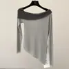 Top de punto asimétrico con bloques de color inspirado en el diseño Jianhe para mujer, temporada de primavera, top irregular de lyocell ajustado 88266