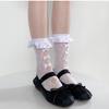 Meias brancas de verão vazadas para panturrilha com renda meias JK femininas com laço de renda meias de tubo curto meias Lolita meias de rede