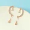 Pendientes Largos con Borlas Estilo Coreano al por Mayor con Diseño de Estrella y Luna para Mujer, Pendientes de Botón Únicos y de Alta Gama con Circonia, Accesorios para Orejas de Nicho