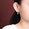 Pendientes de plata de ley S925 bañados en oro con diseño de ciervo, jaspe hetiano, estilo nacional retro, con esmalte de bambú y superficie de huevo, pendientes con temperamento.