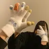 Guantes lindos de pantalla táctil de cinco dedos para mujer, invierno cálido, forro polar, engrosados, para estudiantes, ciclismo, invierno nuevo, a prueba de frío, a prueba de viento