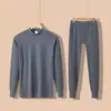 Conjunto de ropa interior térmica de otoño para hombre de la marca Source, algodón puro, fino, cálido, cuello redondo, talla grande, para mediana edad y mayores, venta al por mayor y entrega directa