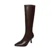 Botas Largas Elásticas Super Elásticas para Mujer Botas Adelgazantes Otoño/Invierno Nuevo Estilo Punta Fina Cremallera Lateral Tacón Alto Fino Botas Elásticas para Mujer Botas Individuales