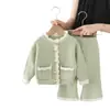 Conjunto de Suéter y Cárdigan de Punto para 9 Niñas, Nuevo Estilo Otoño 2025, Conjunto de Dos Piezas para Niñas Pequeñas, Conjunto de Cárdigan de Punto