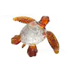 Presente de artesanato de tartaruga de cristal colorido, peça decorativa, animal marinho realista, presente de aniversário requintado para crianças, disponível para atacado