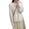Cárdigan suéter juvenil y elegante de colores dulces para mujer, estilo primavera y otoño, versión coreana, abrigo fino suave, gris, talla única