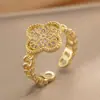 Anillo Exquisito Super Brillante de Circonita para Niñas, Lujo Accesible y Anillo de Apertura Ajustable de Gama Alta, Baño de Oro Real Simple