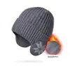 Chapéu de Inverno Masculino com Proteção para Orelhas para Ciclismo, Chapéu Quente para Frio, Chapéu de Lã para Cabeça Grande, Chapéu de Tricô Masculino Baotou com Forro de Fleece para Homens