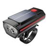 Farol Solar para Bicicleta USB Contas de Luz Dupla Buzina de Alto Decibel Equipamento de Ciclismo Lanterna de Luz Forte Ciclismo Transfronteiriço