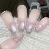 30 Peças de Arte para Unhas Usáveis Estreladas Rosa Gato Olho Deslumbrantes Transfronteiriças, Coleção de Unhas Postiças Removíveis
